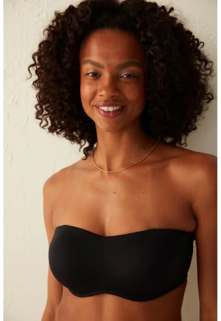 Горна част на бански бандо с отделящи се презрамки - Черен