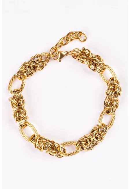 Гривна от неръждаема стомана с 18K злато PVD - Златист