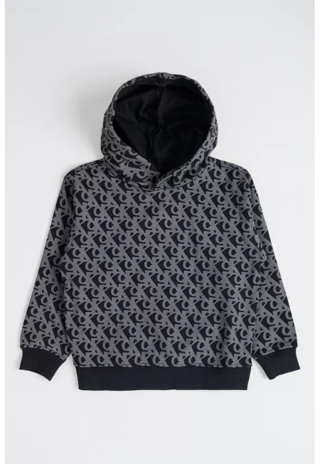 Худи с лого - Черен/Tъмносив