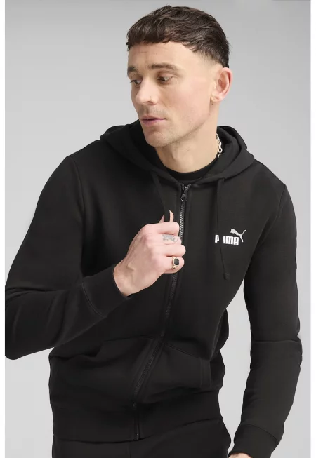 Худи с цип и предни джобове - Черен