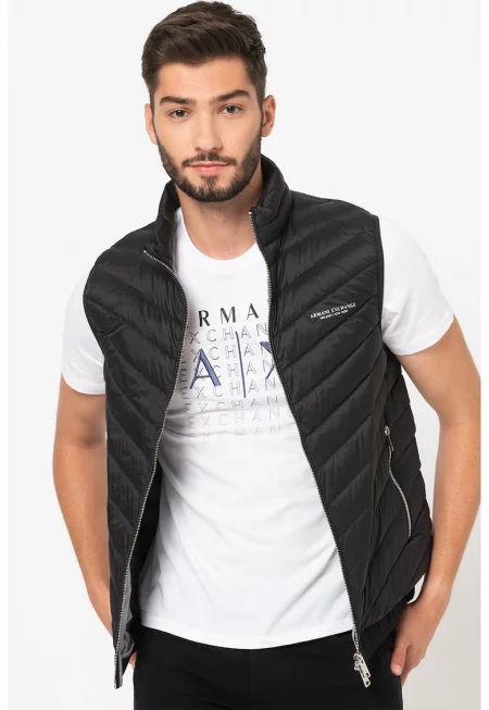 Капитониран елек с цип - Черен