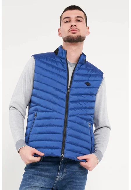 Капитониран елек с цип - Светлосин