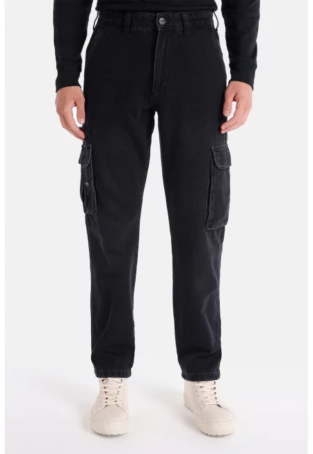 Карго дънки - Избеляло черно