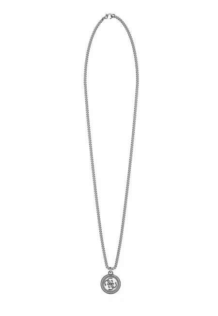 Колие от неръждаема стомана с висулка с лого - Сребрист