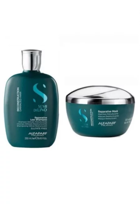 Комплект за непокорна коса  Semi Di Lino Reconstruction - Шампоан 250 мл + Маска 200 мл