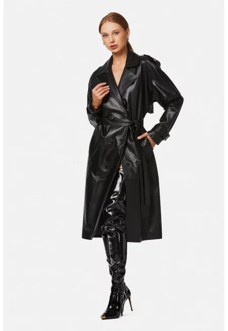 Кожен тренч 1053 - Черен