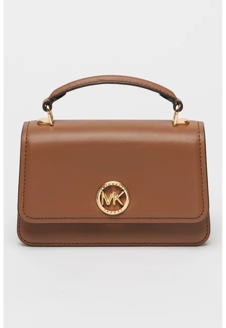 Кожена чанта през рамо Delancey с лого - Канелено кафяво