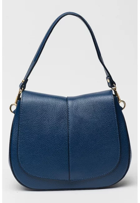 Кожена чанта за рамо с 2 отделения - Син