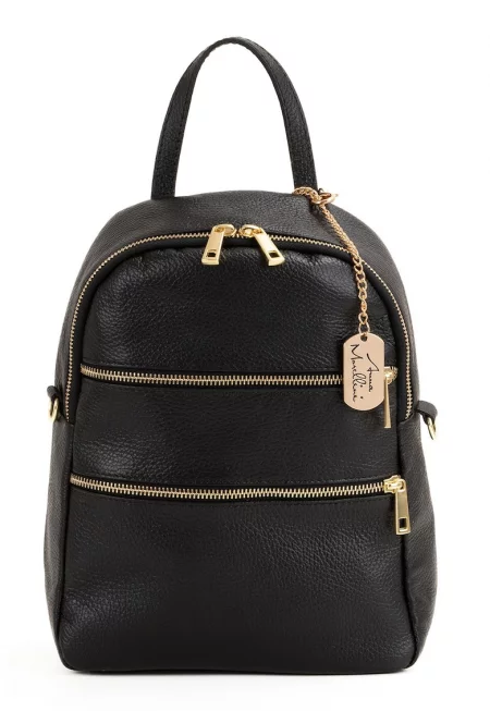 Кожена раница Zeolla с отделяща се презрамка - Черен