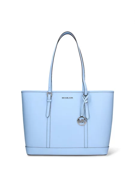 Кожена шопинг чанта Azelia Plus - Небесносин