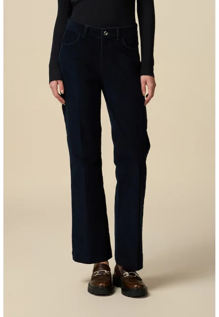 Леко разкроени дънки със средновисока талия - Тъмносин