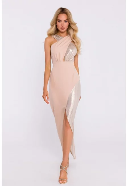 Макси рокля от комбинирани материали