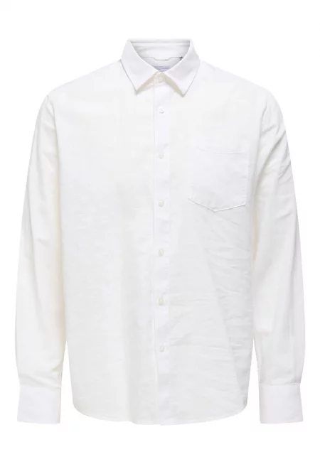 Мъжка риза  Sons - 22031804 - Лен/Памук - Бяла