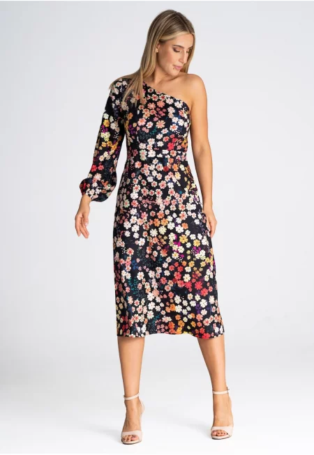 Миди рокля  флорален принт - многоцветна - полиестер