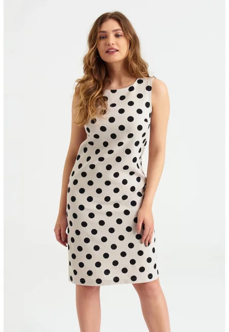 Миди рокля с лен на точки