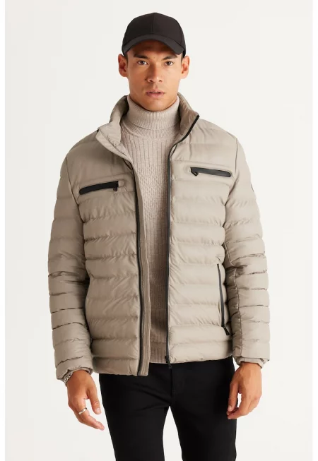 Непромокаемо зимно яке - Сиво-бежов