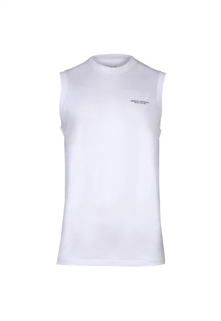 Памучна тениска без ръкави - Бял