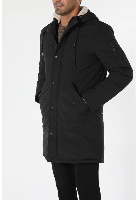 Парка с регулируема качулка - Черен