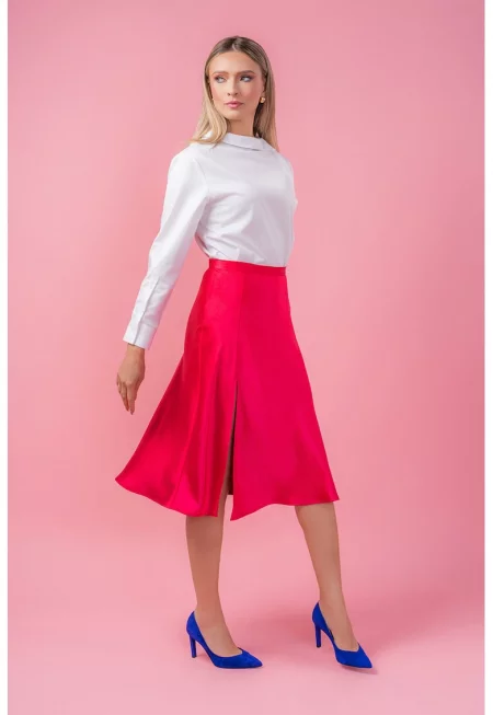 Пола с висока талия и цепка - Яркорозово