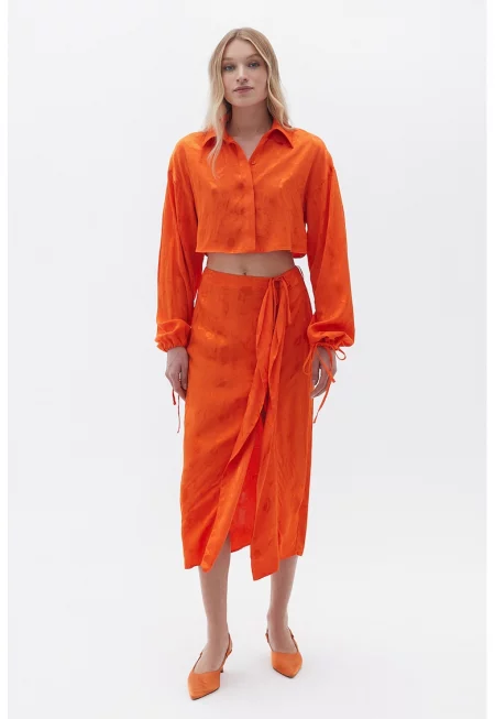 Пола с висока талия - Мандарина