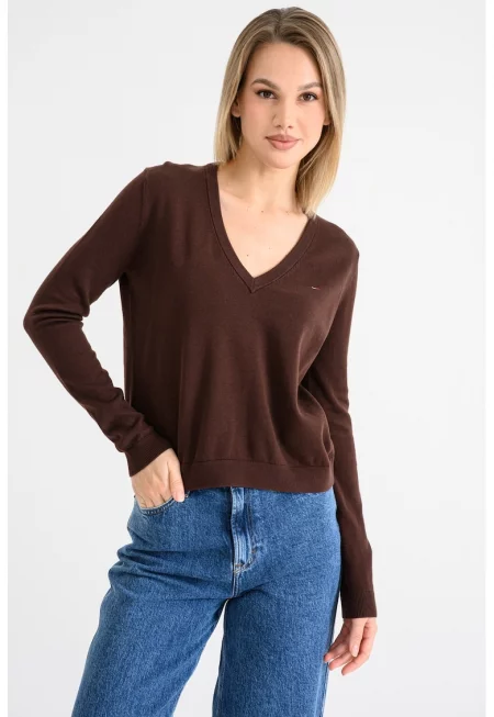 Пуловер от органичен памук с шпиц