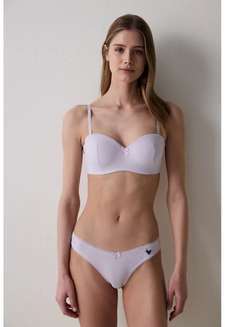 Рипсен сутиен с отделящи се презрамки - Лилав/Син