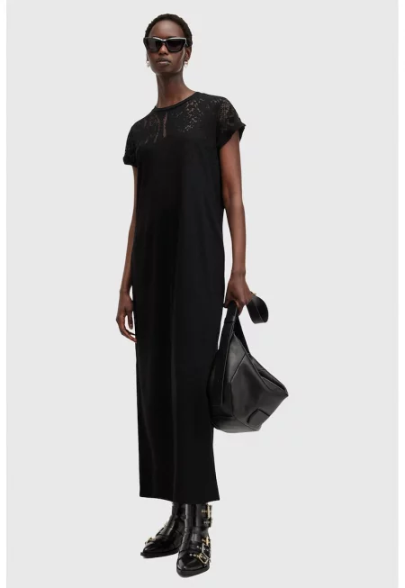 Рокля Anna с бродерия - Черен