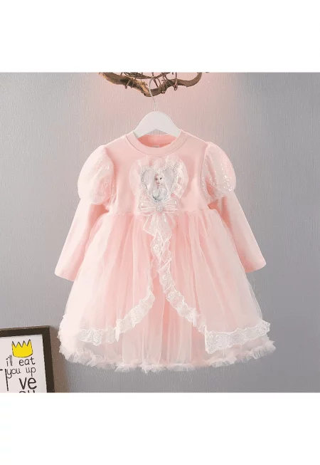 Рокля Елза - за момичета - розова