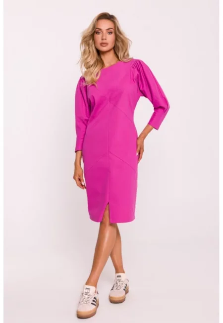 Рокля с шевове и издути ръкави