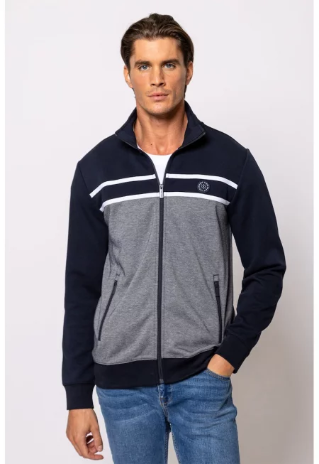 S - Суитшърт Talmer с цип с паднали ръкави - Тъмносин