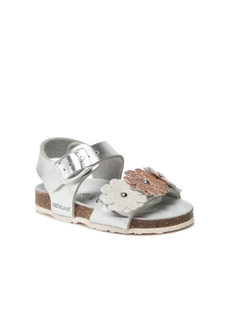 Сандали за момиче -  300346051 - Сребро - Еко кожа - Сребрист