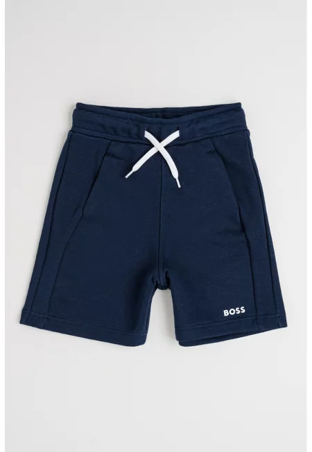 Шорти с памук със скосени джобове - Тъмносин