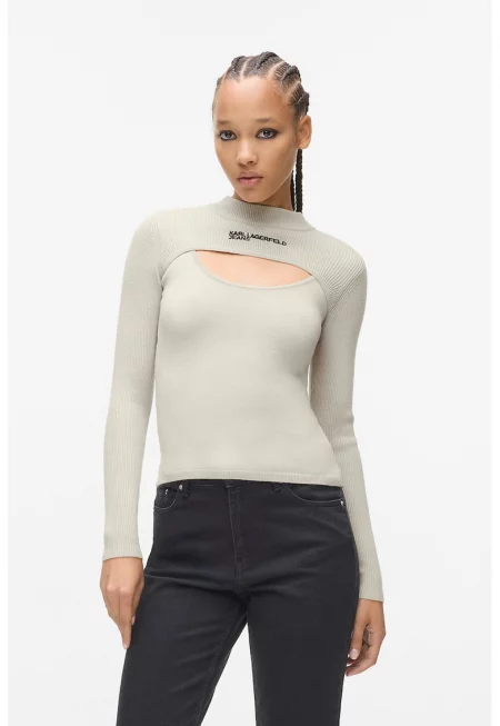 Слим пуловер с отвор