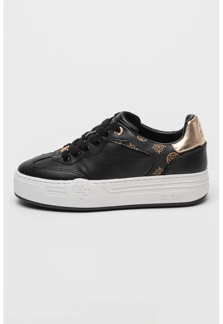 Спортни обувки от еко кожа с лого - Черен