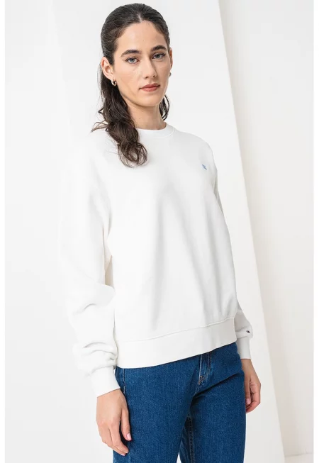 Суитшърт с овално деколте - Мръснобял