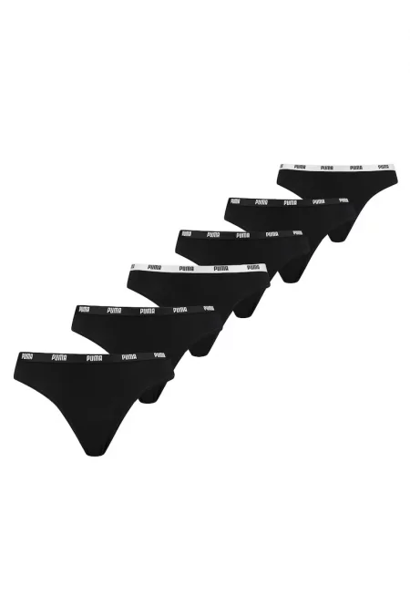 Танга с лого - 6 чифта - Черен