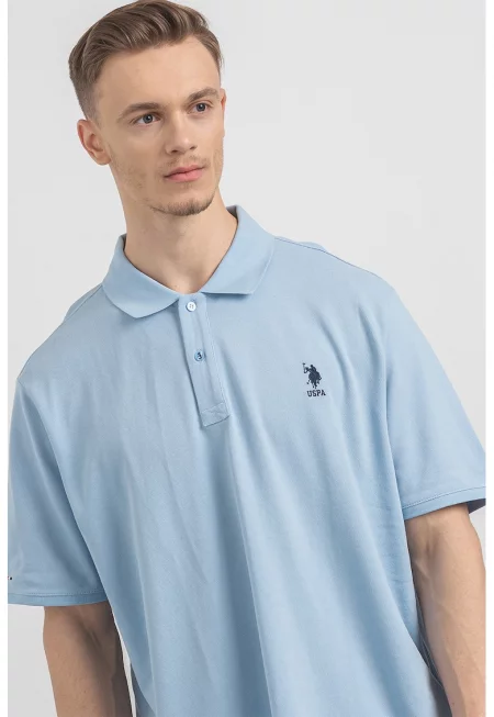U.S. Polo Assn - Памучна тениска по тялото с яка