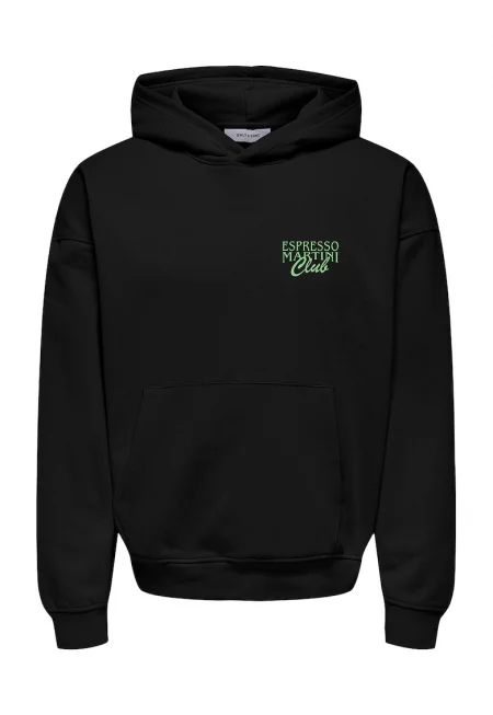 Уголемено худи Onsbuck с джоб кенгуру - Зелен/Черен/Кафяв