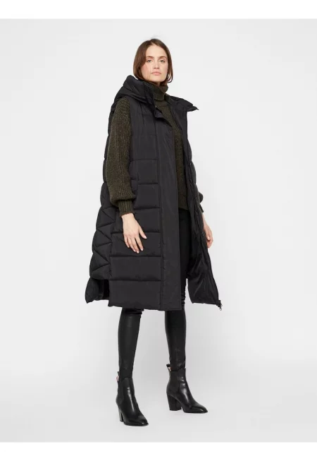 Y.A.S - Дълъг капитониран елек с качулка