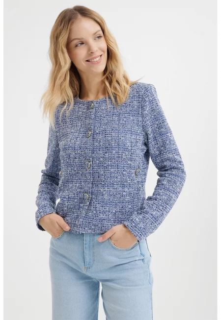 Яке от туид с копчета - Син меланж