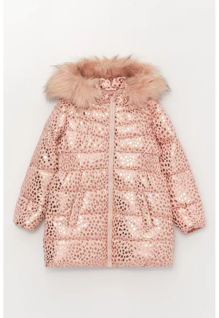 Зимно яке с десен - Розово златисто