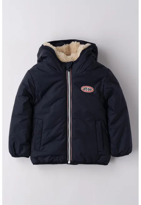 Зимно яке с качулка и плюшена подплата - Ултрамарин синьо