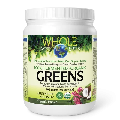 100% ферментирали органик растителни храни, с тропически вкус Whole Earth & Sea, 390 g прах
