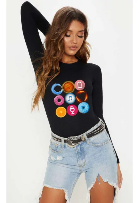 888113556-Черна дамска блуза - Circle