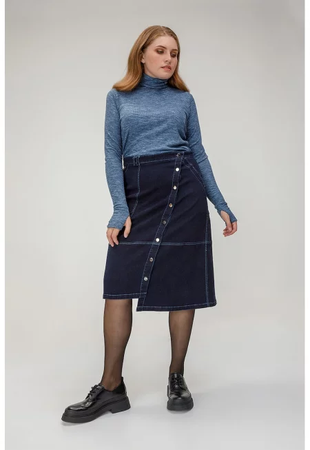 Асиметрична пола от деним - Тъмносин