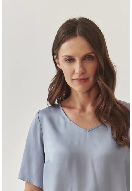 Блуза Mekonga с къси ръкави и шпиц - Лавандула