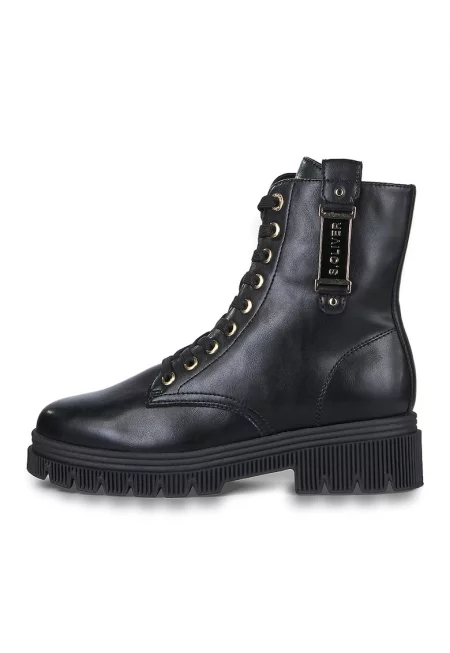 Боти от еко кожа с лого - Черен