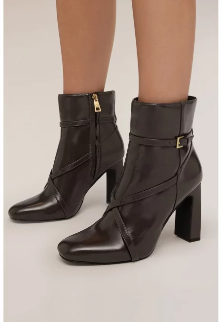 Боти от еко кожа - Тъмнокафяв