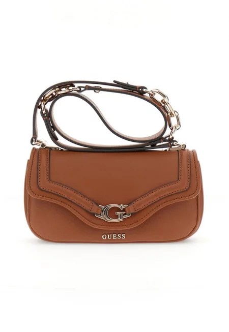 Чанта през рамо от еко кожа с капаче - Изгорен портокал