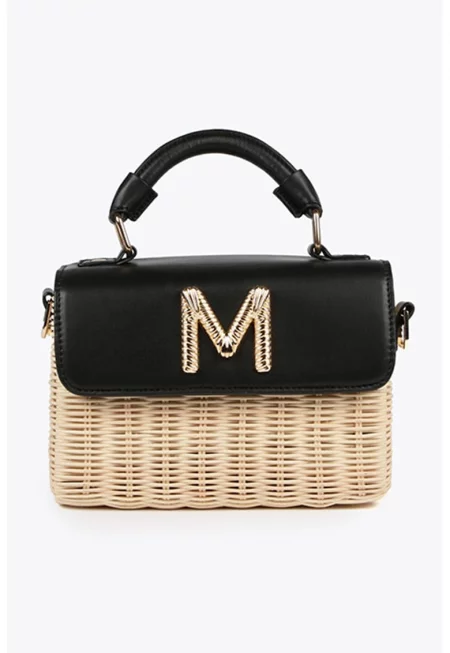 Чанта през рамо с отделяща се презрамка - Черен/Светло бежово